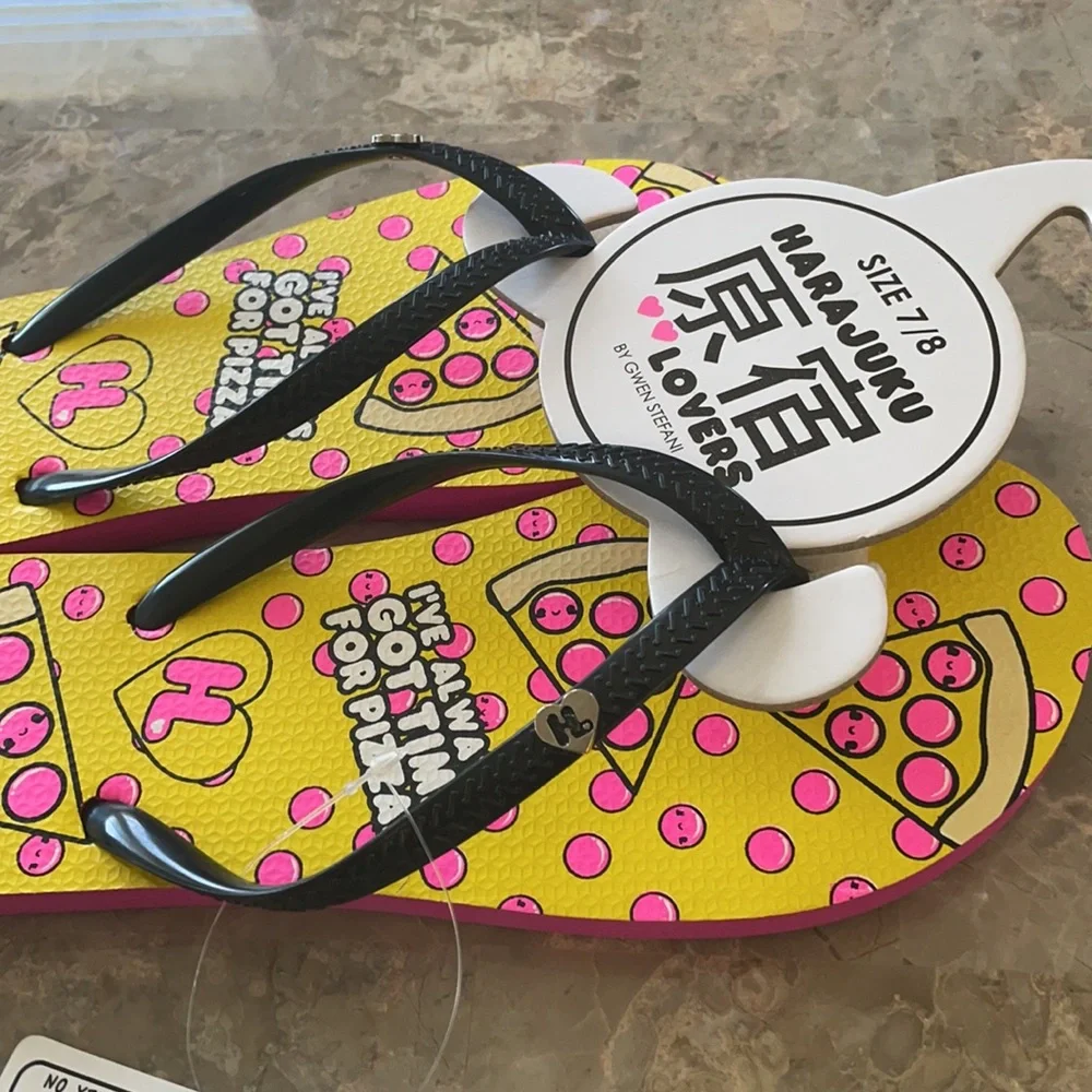 New! Gwen Stefani Harajuku Pizza Time Flip Flops
